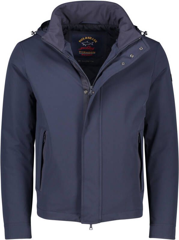 PAUL & SHARK Winterjas kort donkerblauw effen rits + knoop wijde fit