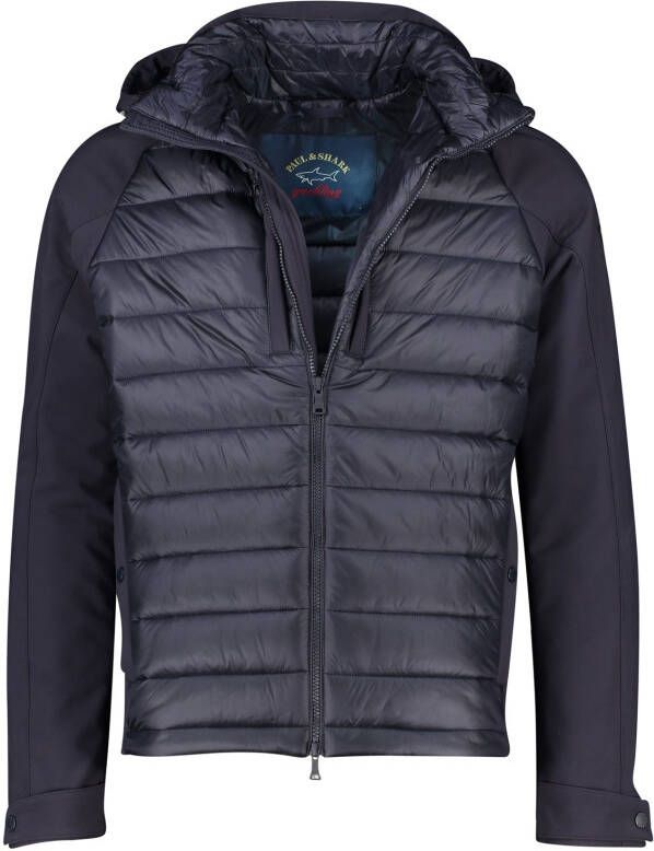 PAUL & SHARK winterjas donkerblauw effen rits wijde fit