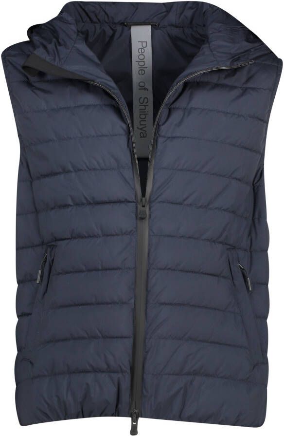 People of Shibuya bodywarmer donkerblauw effen rits normale fit synthetisch