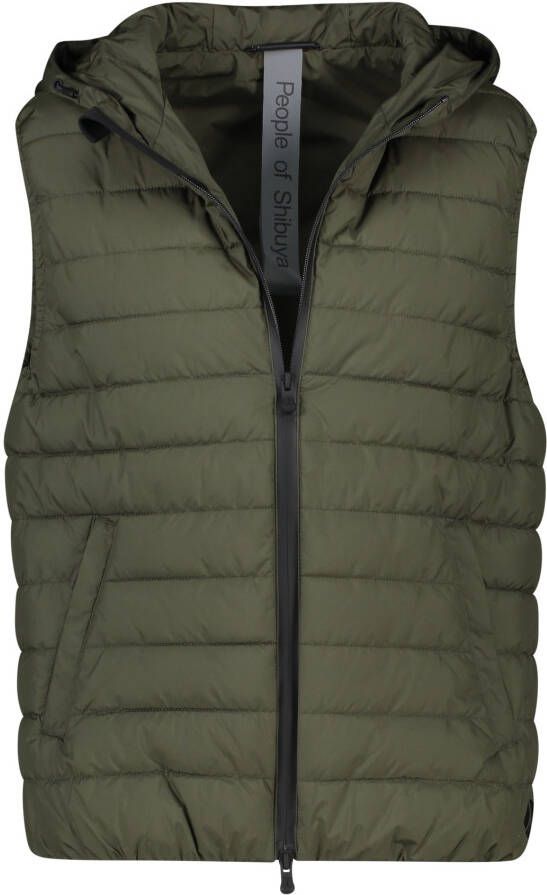 People of Shibuya bodywarmer groen effen rits normale fit synthetisch