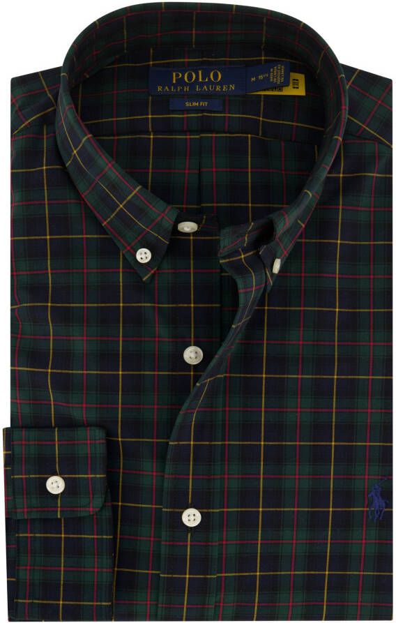 Polo Ralph Lauren casual overhemd Big & Tall normale fit groen geruit katoen