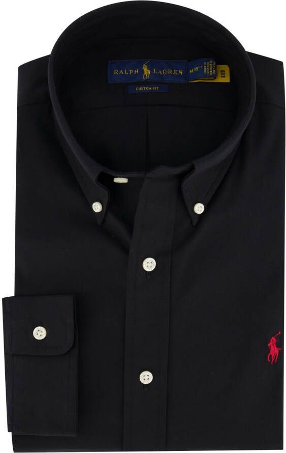Polo Ralph Lauren casual overhemd Big & Tall normale fit zwart effen katoen