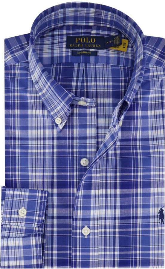 Polo Ralph Lauren casual overhemd button-down Custom Fit wijde fit blauw geruit