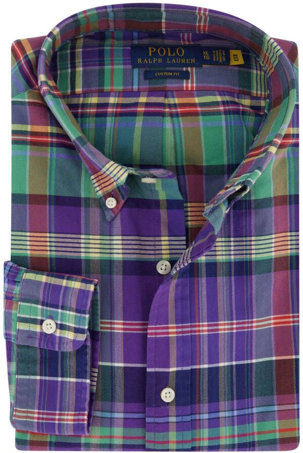 Polo Ralph Lauren casual overhemd Custom Fit normale fit paars gestreept 100% katoen