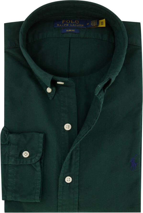 Polo Ralph Lauren casual overhemd slim fit groen effen katoen