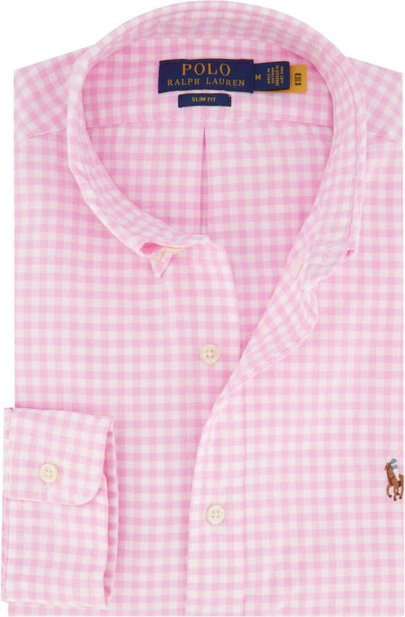 Polo Ralph Lauren casual overhemd Slim Fit lichtroze geruit katoen