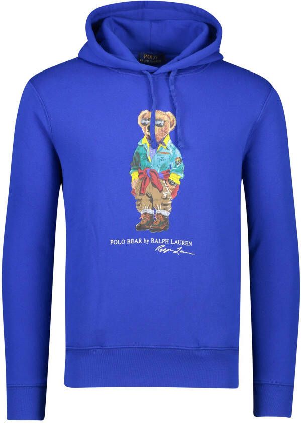 Polo Ralph Lauren sweater hoodie blauw effen met opdruk