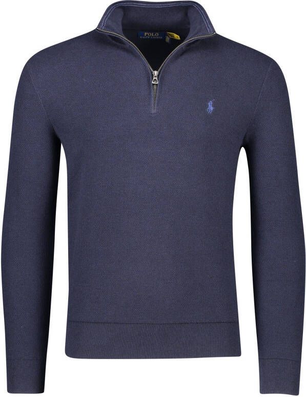 Polo Ralph Lauren trui opstaande kraag donkerblauw effen katoen
