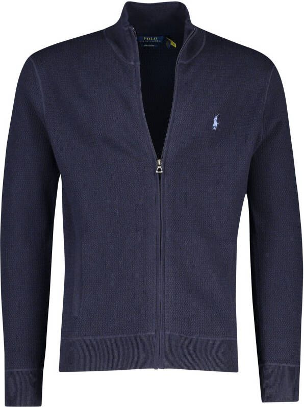 Polo Ralph Lauren vest opstaande kraag donkerblauw rits effen katoen