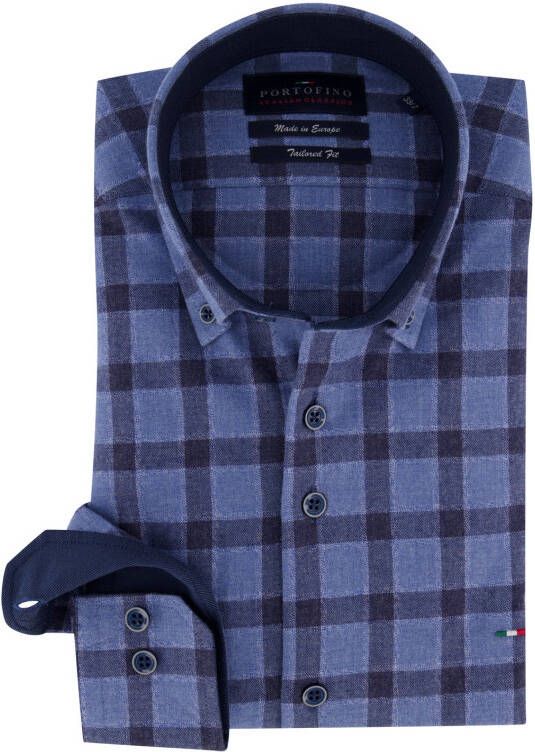 Portofino overhemd mouwlengte 7 geruit Tailored Fit