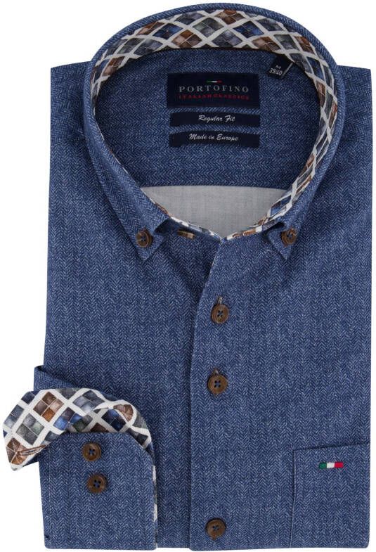 Portofino Overhemd visgraat motief Regular Fit