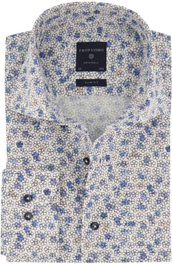 Profuomo Blauw Business Overhemd Jurk Slim Fit Multicolor Heren