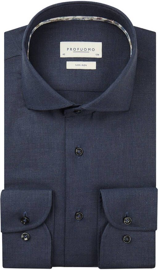 Profuomo business overhemd slim fit donkerblauw effen katoen