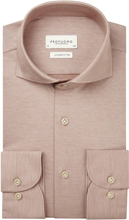 Profuomo business overhemd slim fit roze effen katoen