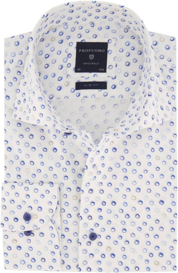 Profuomo business overhemd slim fit wit geprint katoen