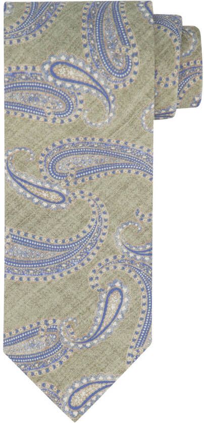 Profuomo Groene stropdas paisley print