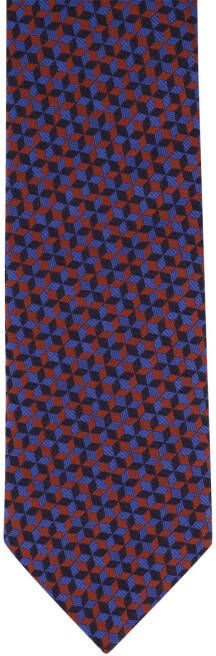 Profuomo stropdas zijde rood donkerblauw print
