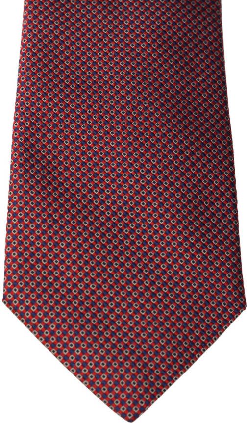 Profuomo zijden stropdas motief blauw met rood