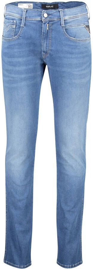 Replay jeans blauw effen katoen 5-pocket