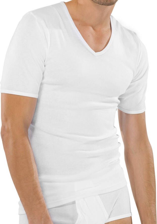 Schiesser t-shirt v-hals ondergoed aanbieding wit effen