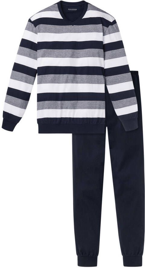 Schiesser Pyjama Dark sapphire met blokringetjes (2-delig) - Foto 2