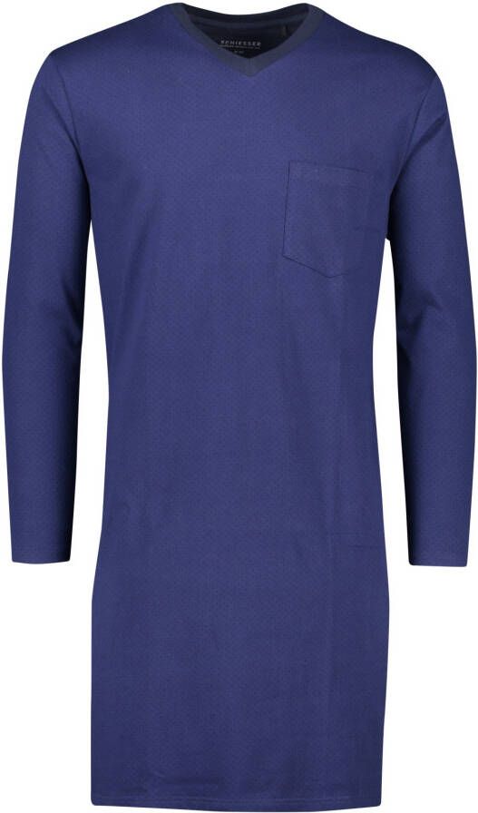 Schiesser nachthemd blauw effen 100% katoen