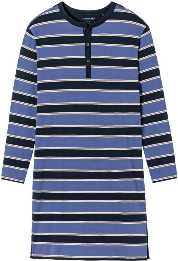 Schiesser nachthemd blauw gestreept katoen