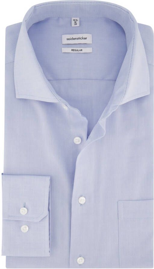 seidensticker business overhemd normale fit blauw effen katoen