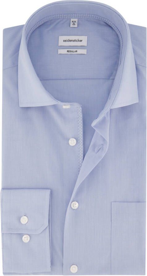 seidensticker business overhemd normale fit lichtblauw effen katoen