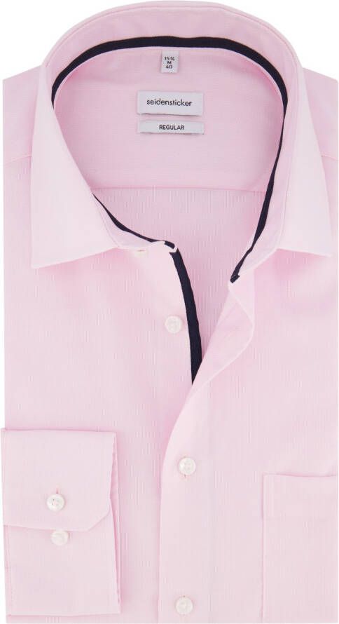 seidensticker business overhemd normale fit roze effen 100% katoen