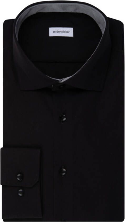 seidensticker Zakelijk overhemd normale fit zwart uni katoen