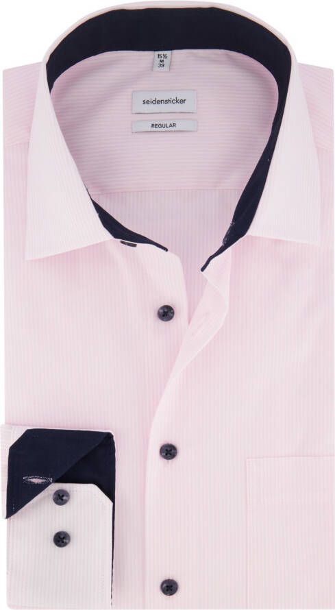 seidensticker business overhemd Regular Fit roze gestreept 100% katoen