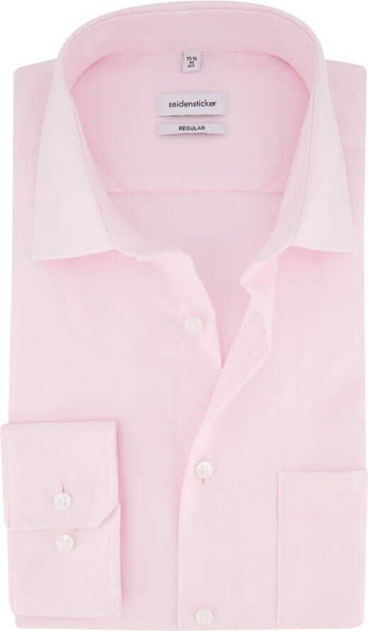 seidensticker business overhemd Regular normale fit roze borstzak katoen