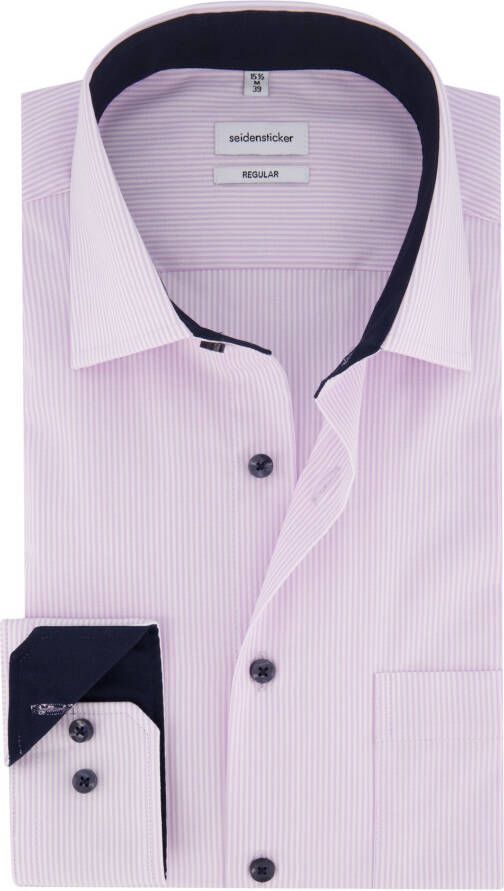 seidensticker business overhemd Regular normale fit roze met witte strepen katoen