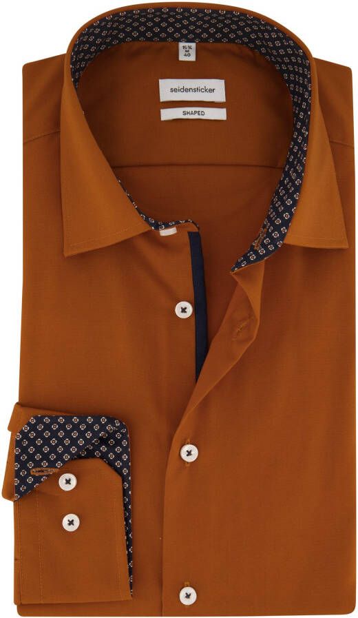 Seidensticker casual overhemd normale fit oranje effen katoen