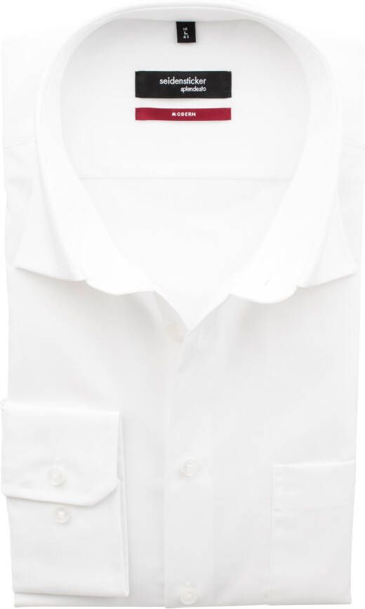 seidensticker overhemd mouwlengte 7 Modern normale fit wit effen katoen