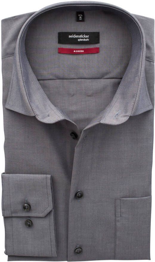 seidensticker overhemd grijs fil à fil strijkvrij