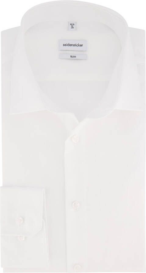 seidensticker overhemd mouwlengte 7 Slim fit wit effen katoen