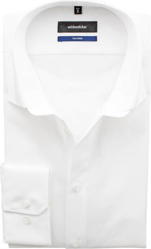 seidensticker overhemd mouwlengte 7 slim fit wit effen katoen