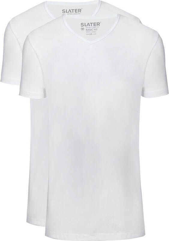 Slater T-shirt 2-pack T-shirt Basic Extra Lang V-neck Wit - Foto 7