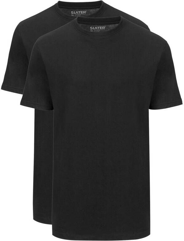 Slater t-shirt zwart effen katoen two-pack