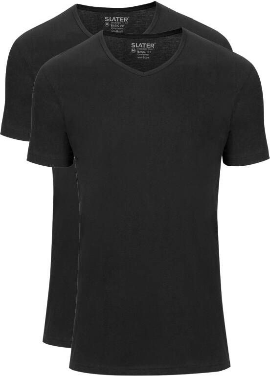 Slater Katoenen t-shirts 2-pack zwart