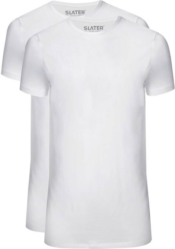 Slater T-shirt 2-pack T-shirt Extra Lang R-Neck Wit - Foto 4