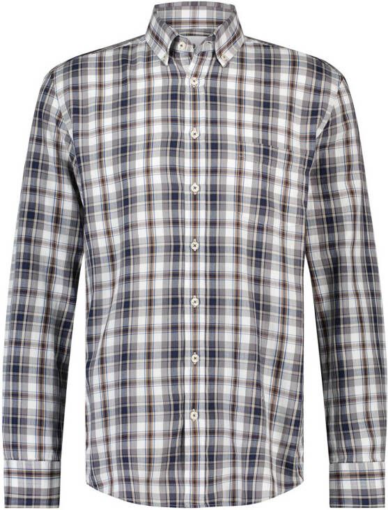 State of Art casual overhemd wijde fit blauw bruin geruit katoen - Foto 2