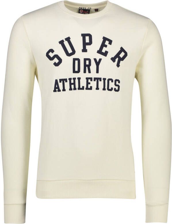 Superdry sweater ronde hals wit effen geprint katoen