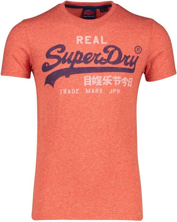Superdry t-shirt oranje gemeleerd met opdruk