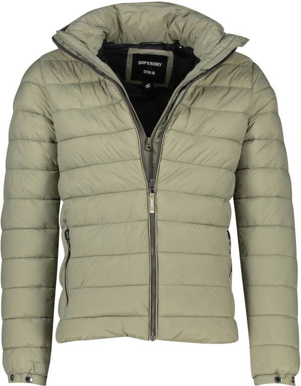 Superdry winterjas groen effen dubbele rits slim fit - Foto 3
