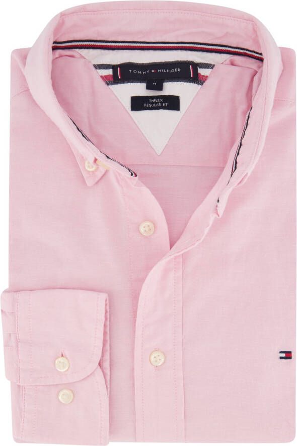 Tommy Hilfiger casual overhemd normale fit roze effen katoen