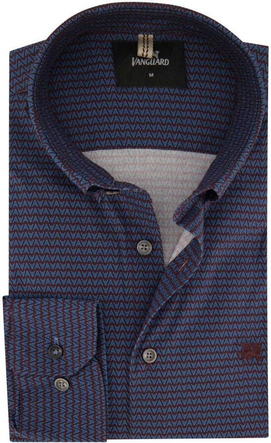 Vanguard casual overhemd normale fit blauw geprint katoen