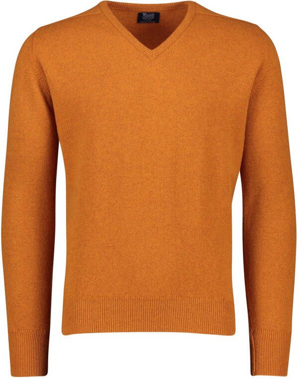 William Lockie trui v-hals oranje effen merinowol